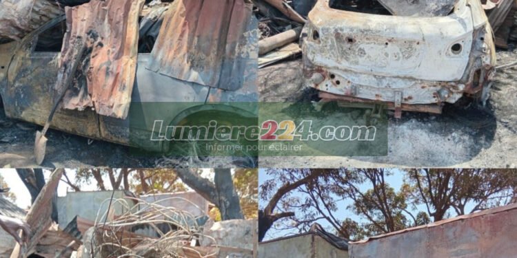 Conakry : plusieurs véhicules et boutiques consumés dans un incendie à Cité de l’Air
