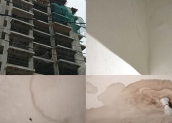 Construction d’un immeuble R+11 à Kaporo (Conakry) : fissures et toitures endommagées sur des bâtiments voisins (constat)