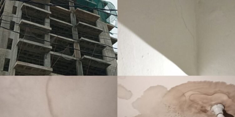 Construction d’un immeuble R+11 à Kaporo (Conakry) : fissures et toitures endommagées sur des bâtiments voisins (constat)